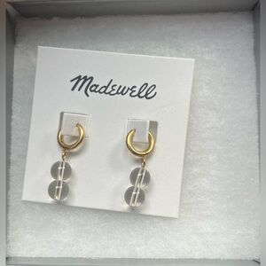 NWT Madewell Gold and Clear Beaded Hoop Earrings